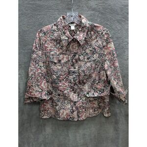 Floral Button Up Shirt Women's Small Maximalist Cottagecore Coastal Grandma